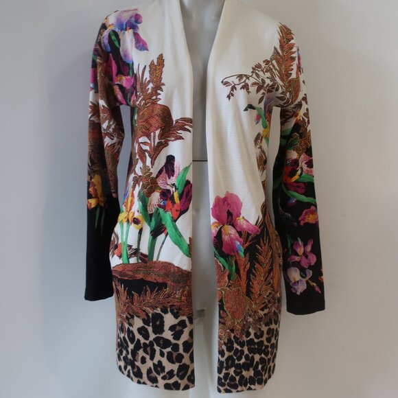 Womens Etro Milano Multi Floral Animal Print Silk Blend Cardigan Sweater 38 US/2 - Picture 5 of 11